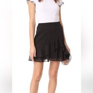 Club Monaco Polka Dot Mini Black Ruffle Skirt